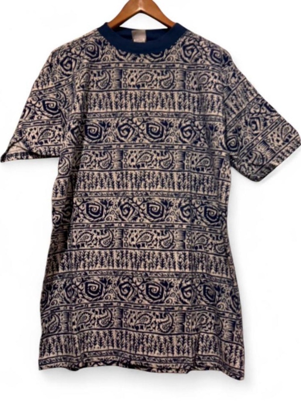 VTG Mens 90s Honors AOP Pattern Printed Shirt Short Sleeve Oversized Medium